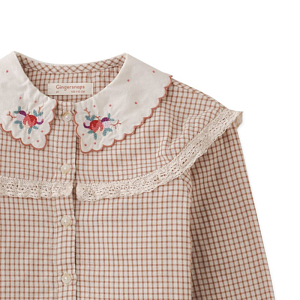 Блуза с длинным рукавом Gingersnaps "Bernadette Sutherland", бежевая клетка